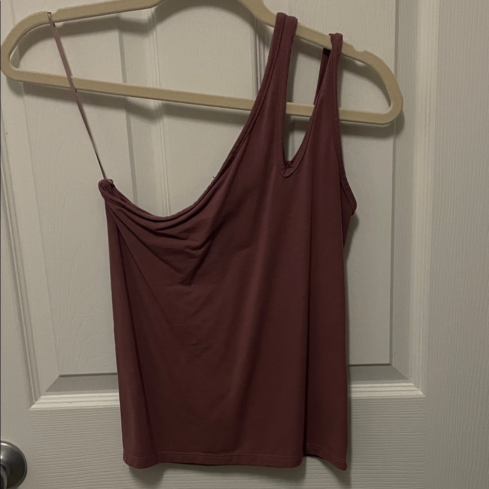 Aqua Mauve Asymmetric One-Shoulder Tank